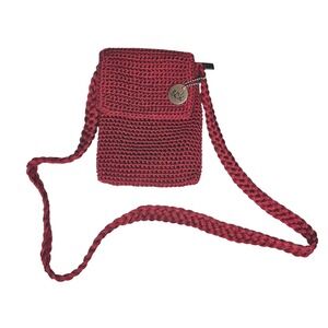 The Sak Crochet Crossbody Phone Bag Burgundy Red Small Boho Y2K Indie Festival